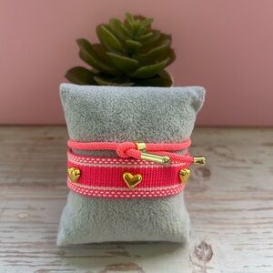 Pink and Gold plated  Heart Bracelet
